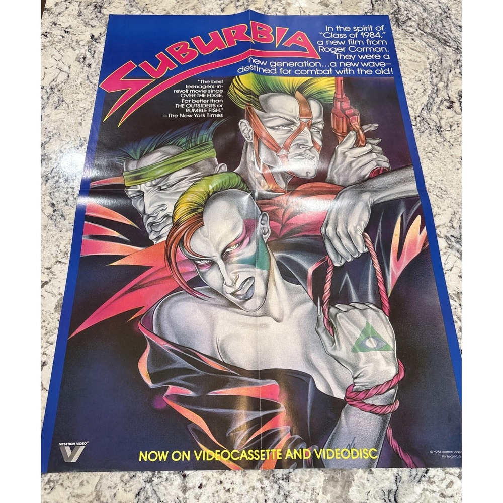 RARE ORIGINAL 'SUBURBIA' Video MOVIE POSTER Punk Rock 80S Hard-Core Rebels